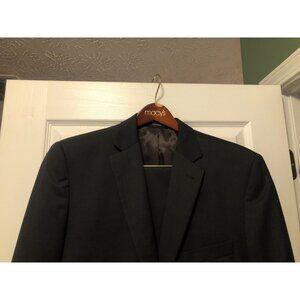 pronto uomo men's charcoal 100%wool 2pc suit size: 44R pants: 38/31